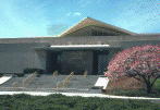 Entrance of National Library of Medicine building, looking west, Summer (photograph, 8-bit color, GIF87 format, 101 pixels high, 147 pixels wide, 10627 bytes)